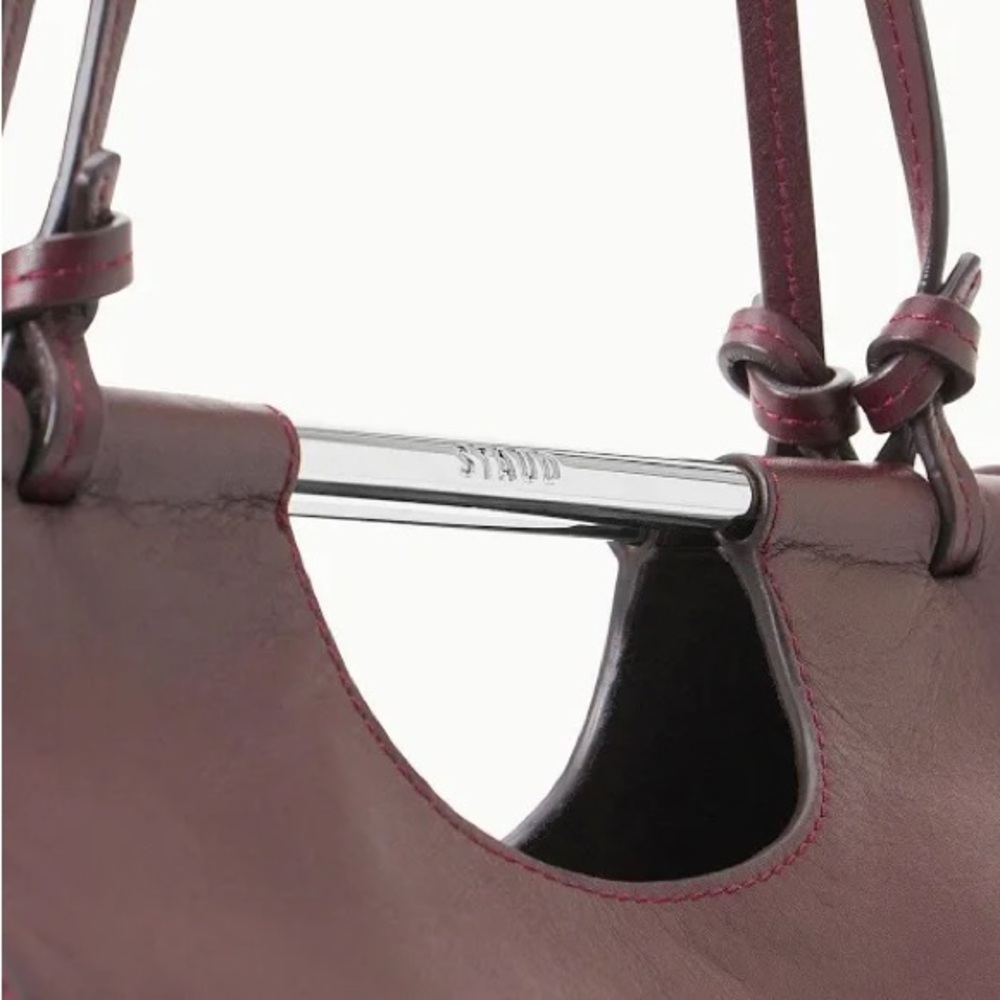 NEW STAUD Raisin Brown Tote Bag with metal Handles - Picture 5 of 12